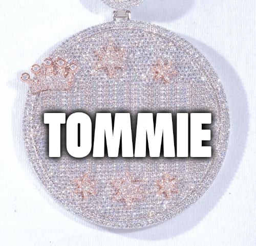 CUSTOM LETTER NECKLACE 3D BIG CROWN DISC