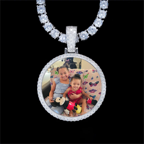 925S & VVS Moissanite 3D Circle Custom Picture Pendant
