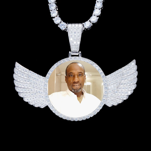 925S & VVS Moissanite 3D Wing Custom Picture Pendant