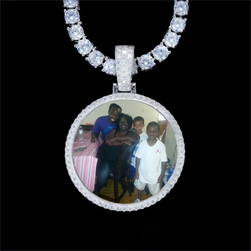 925S & VVS Moissanite 3D Circle Custom Picture Pendant