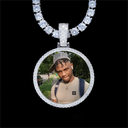 925S & VVS Moissanite 3D Circle Custom Picture Pendant