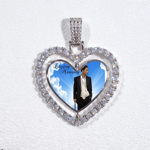 3D Spinning 2-Faced Heart Custom Picture Pendant