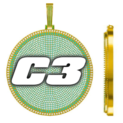 CUSTOM LETTER NECKLACE 3D BIG DISC