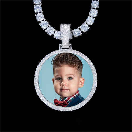 925S & VVS Moissanite 3D Circle Custom Picture Pendant