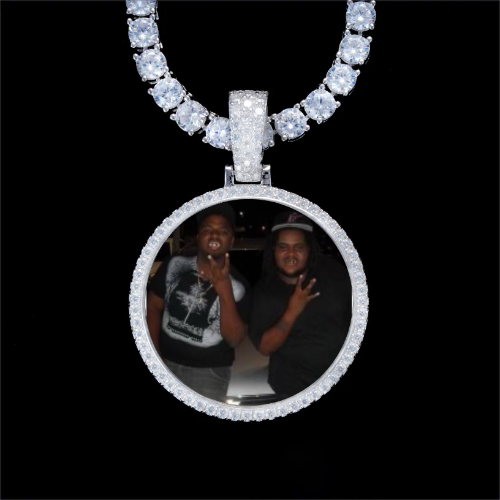 925S & VVS Moissanite 3D Circle Custom Picture Pendant