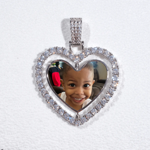 3D Spinning 2-Faced Heart Custom Picture Pendant