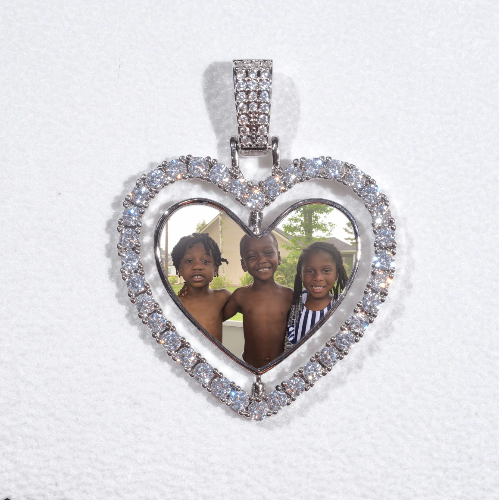 3D Spinning 2-Faced Heart Custom Picture Pendant