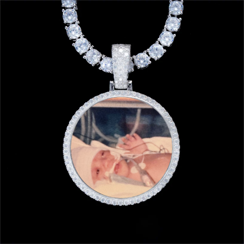 925S & VVS Moissanite 3D Circle Custom Picture Pendant