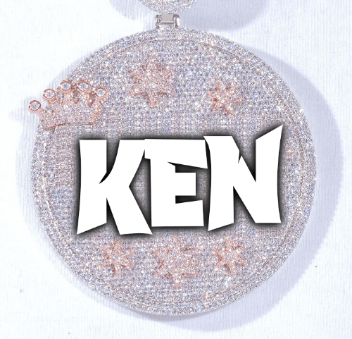 CUSTOM LETTER NECKLACE 3D BIG CROWN DISC