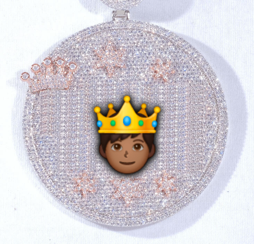 CUSTOM LETTER NECKLACE 3D BIG CROWN DISC
