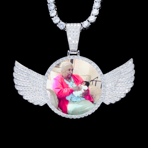 925S & VVS Moissanite 3D Wing Custom Picture Pendant