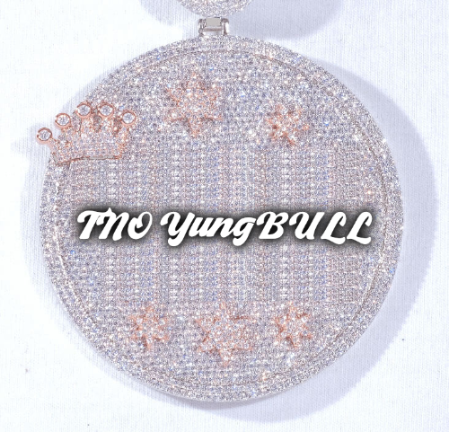 CUSTOM LETTER NECKLACE 3D BIG CROWN DISC