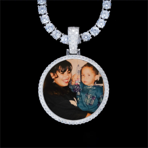 925S & VVS Moissanite 3D Circle Custom Picture Pendant