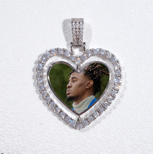 3D Spinning 2-Faced Heart Custom Picture Pendant