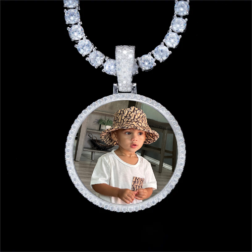 925S & VVS Moissanite 3D Circle Custom Picture Pendant