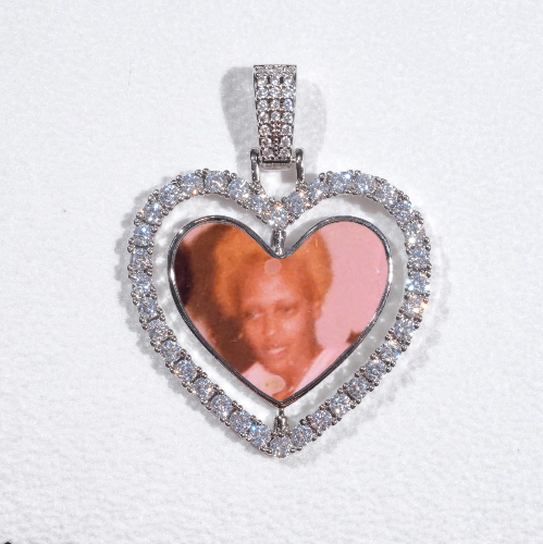 3D Spinning 2-Faced Heart Custom Picture Pendant