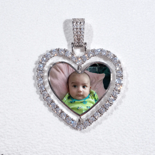 3D Spinning 2-Faced Heart Custom Picture Pendant