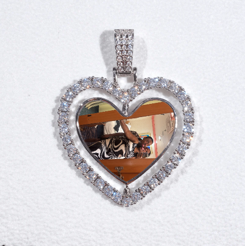 3D Spinning 2-Faced Heart Custom Picture Pendant