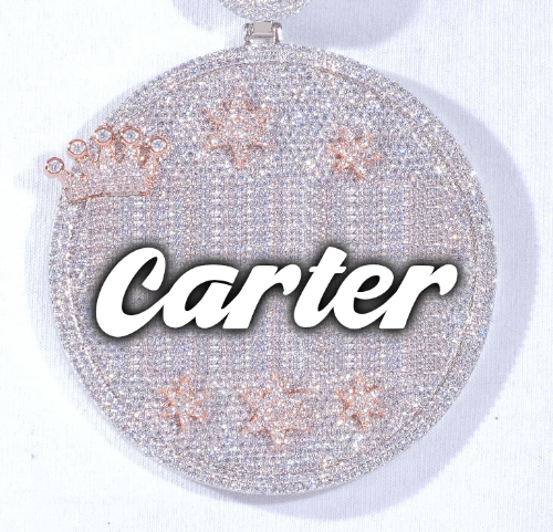 CUSTOM LETTER NECKLACE 3D BIG CROWN DISC