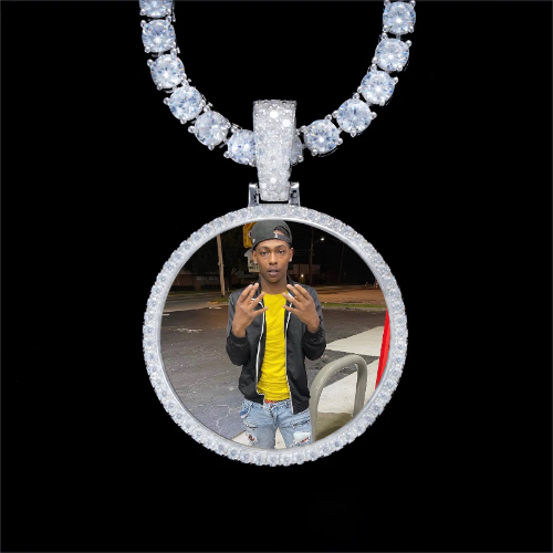 925S & VVS Moissanite 3D Circle Custom Picture Pendant