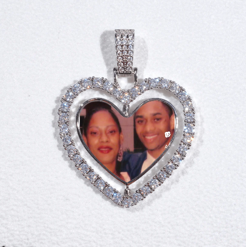 3D Spinning 2-Faced Heart Custom Picture Pendant