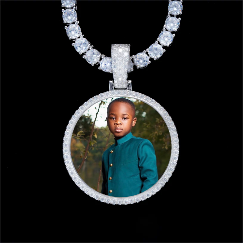925S & VVS Moissanite 3D Circle Custom Picture Pendant