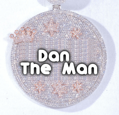 CUSTOM LETTER NECKLACE 3D BIG CROWN DISC