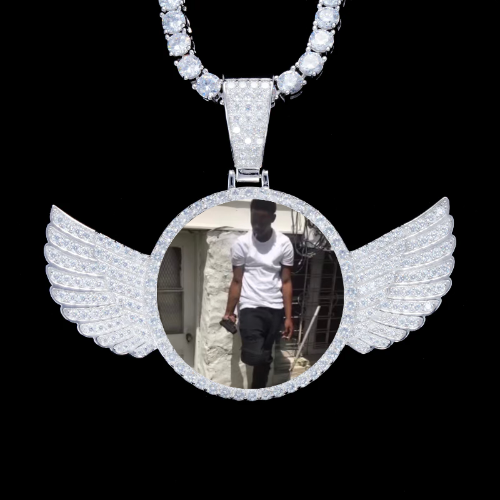 925S & VVS Moissanite 3D Wing Custom Picture Pendant