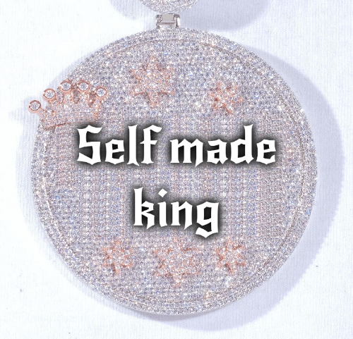 CUSTOM LETTER NECKLACE 3D BIG CROWN DISC