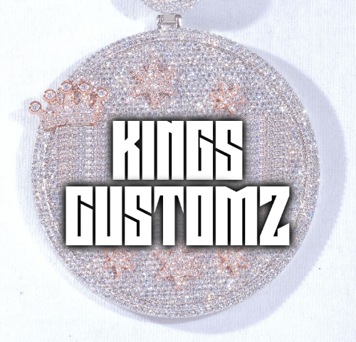 CUSTOM LETTER NECKLACE 3D BIG CROWN DISC