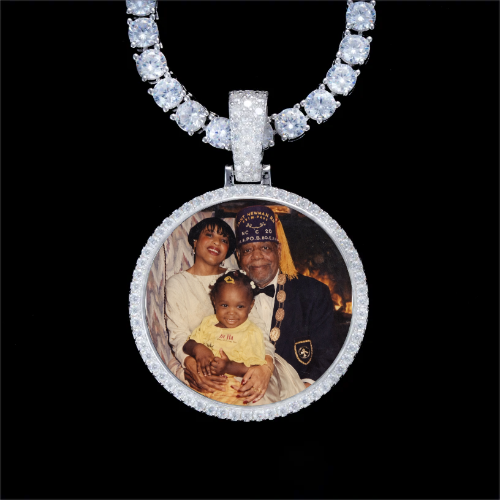 925S & VVS Moissanite 3D Circle Custom Picture Pendant