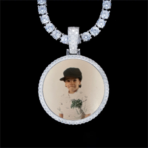925S & VVS Moissanite 3D Circle Custom Picture Pendant