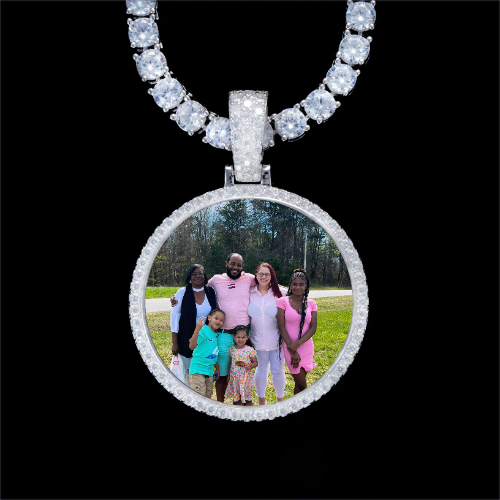 925S & VVS Moissanite 3D Circle Custom Picture Pendant