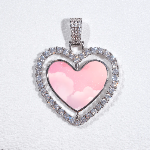 3D Spinning 2-Faced Heart Custom Picture Pendant