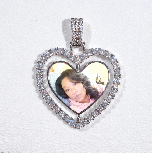 3D Spinning 2-Faced Heart Custom Picture Pendant