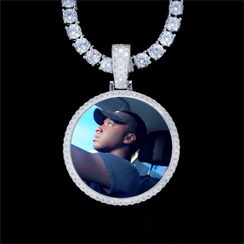 925S & VVS Moissanite 3D Circle Custom Picture Pendant