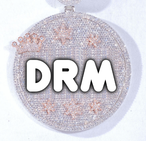 CUSTOM LETTER NECKLACE 3D BIG CROWN DISC