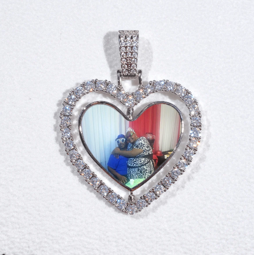 3D Spinning 2-Faced Heart Custom Picture Pendant