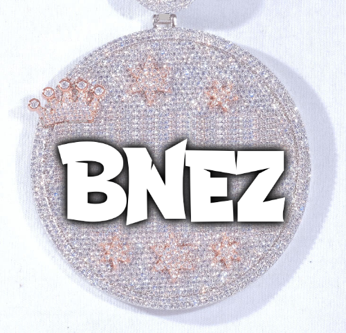CUSTOM LETTER NECKLACE 3D BIG CROWN DISC