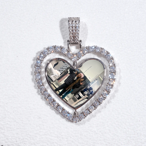 3D Spinning 2-Faced Heart Custom Picture Pendant