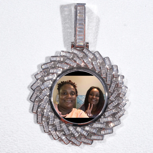 Large 3D Baguette Custom Picture Pendant