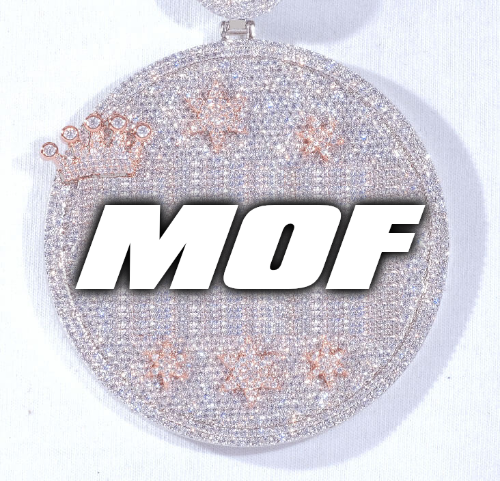 CUSTOM LETTER NECKLACE 3D BIG CROWN DISC