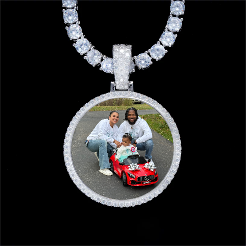 925S & VVS Moissanite 3D Circle Custom Picture Pendant