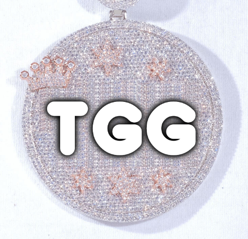 CUSTOM LETTER NECKLACE 3D BIG CROWN DISC