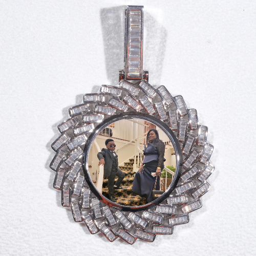 Large 3D Baguette Custom Picture Pendant