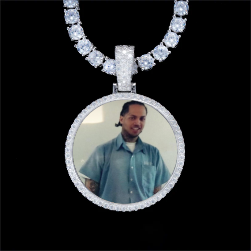 925S & VVS Moissanite 3D Circle Custom Picture Pendant