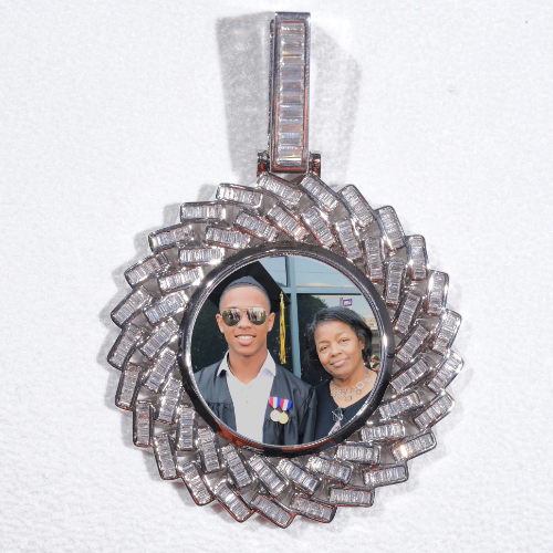 Large 3D Baguette Custom Picture Pendant