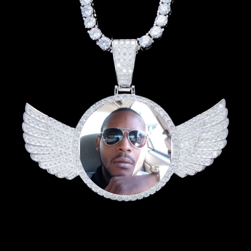 925S & VVS Moissanite 3D Wing Custom Picture Pendant