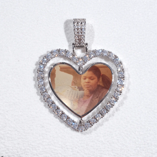 3D Spinning 2-Faced Heart Custom Picture Pendant