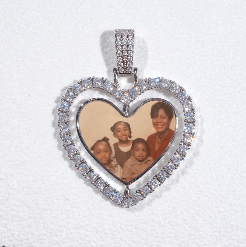 3D Spinning 2-Faced Heart Custom Picture Pendant